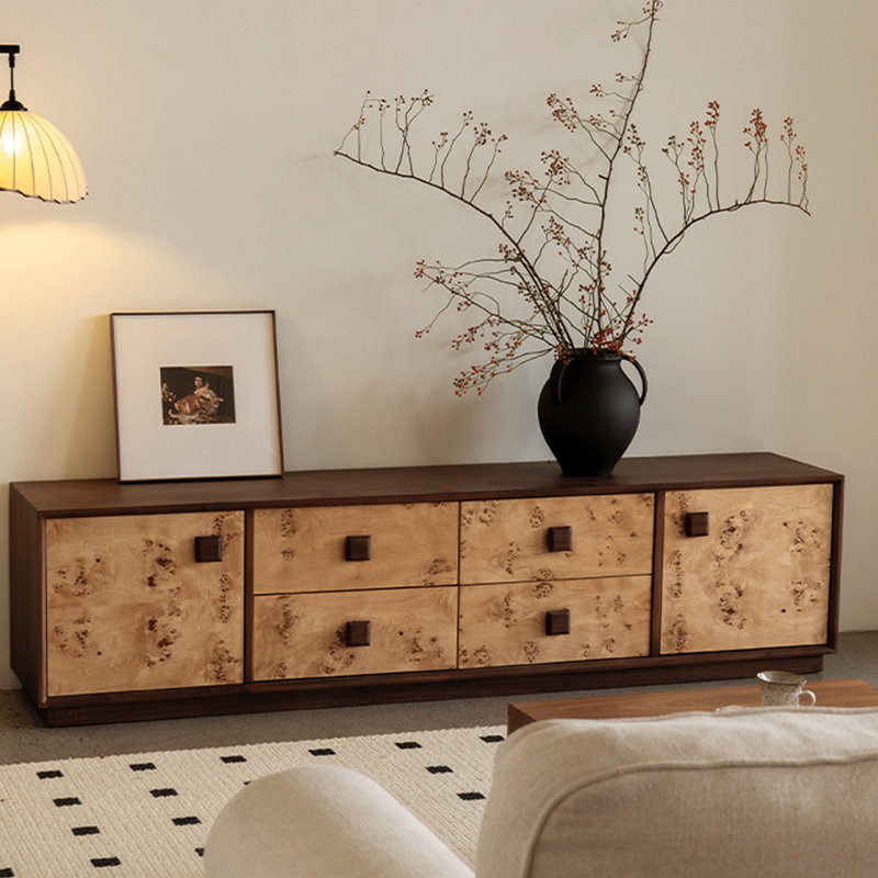 Meuble télé en bois massif avec tiroir, H 18,89 po x L 78,74 po x l 15,74 po
