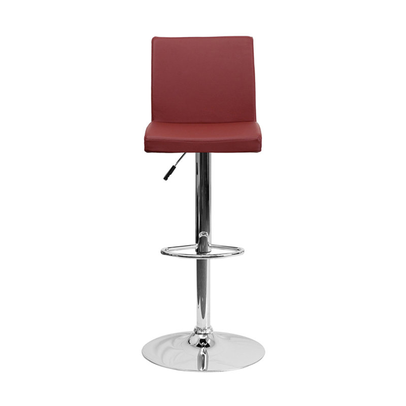 Winnols Contemporary Vinyl Adjustable Height Barstool with Panel Back and Chrome Base, Burgundy
