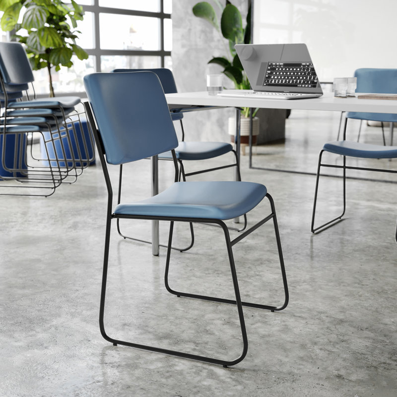 Chaise empilable à haute densité Nickl, Noir, Vinyle bleu marine