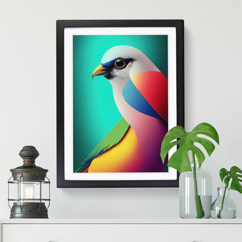 FRM-V0523-239X Bird Digital - Single Picture Frame Print, Oak Framed, 64cm H x 46cm W x 2cm D