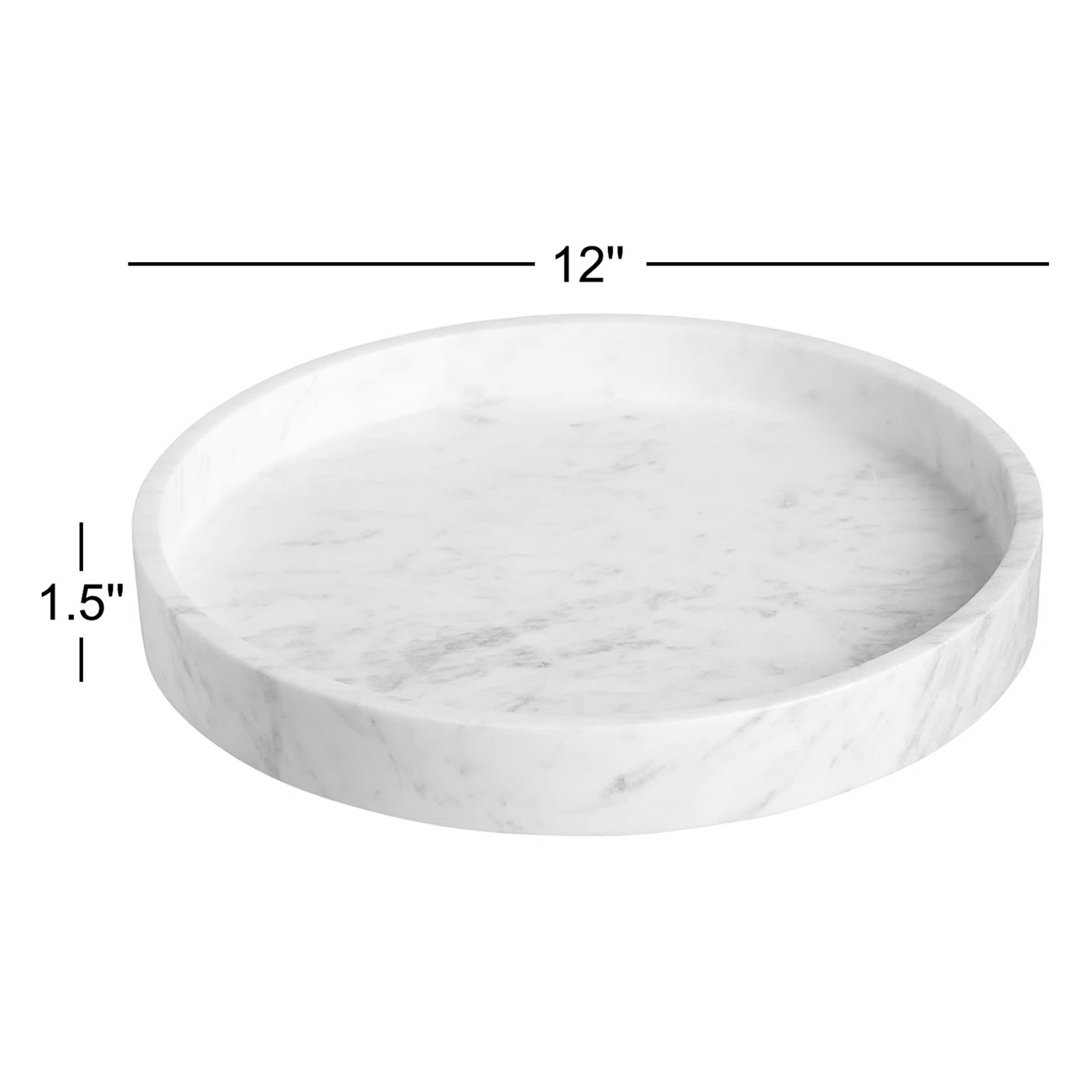 Matheson Genuine Marble Decorative Tray, 1.5" H x 12" W x 12" D
