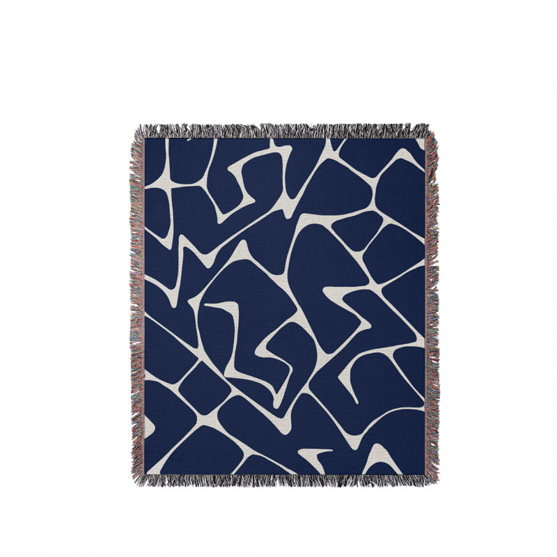 Jeté 100% coton abstrait Mola, L 60 po x l 60 po, Marine