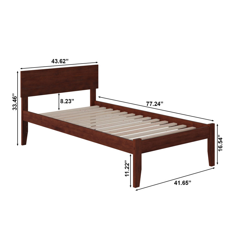 Lit plateforme en bois massif avec ensemble de lattes Lhantillony , Lit simple, Noyer