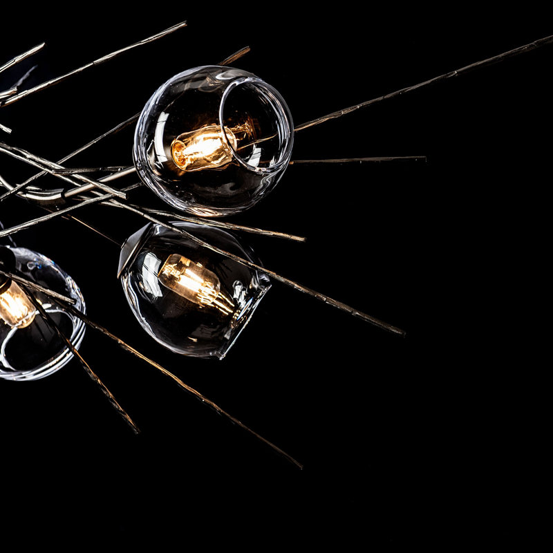 Griffin 6 - Light Sputnik Sphere Chandelier, XLong: 32.3" to 71.3", Clear Glass, Oil Rubbed Bronze