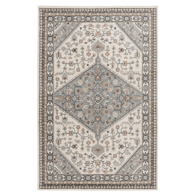 Bungalow Rose Macfarlane Gray/Orange Traditional Indoor Polypropylene/Polyester Area Rug