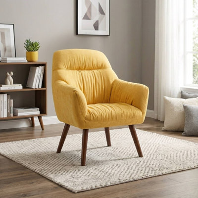 30.31" Wide Stitch-Tufted Linen Blend Upholstered Armchair