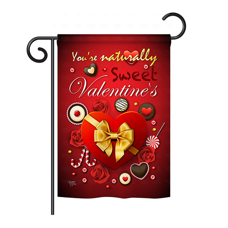 Drapeau de jardin vertical à double face 13" x 18,5" bonbons love loves