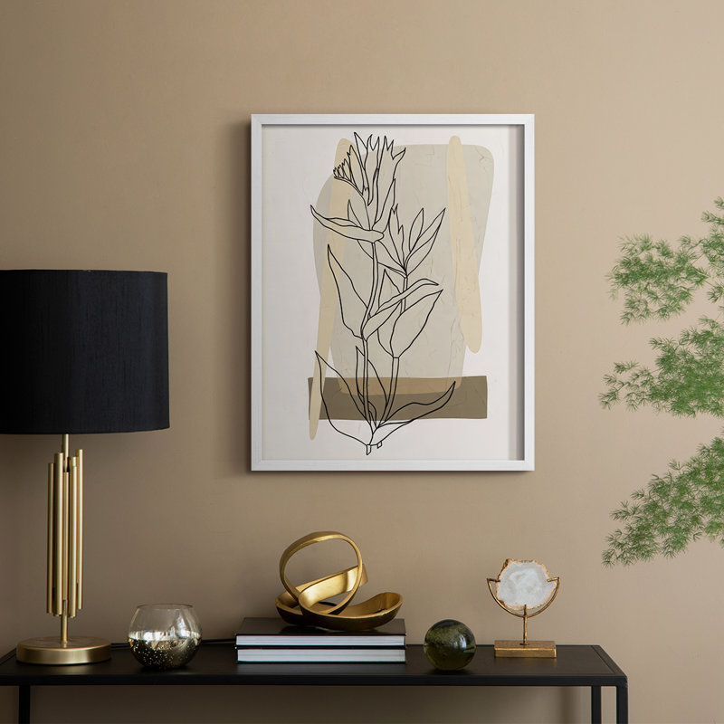 Modern Botanical II Framed Print - Solid Wood, 11" H x 9" W, White