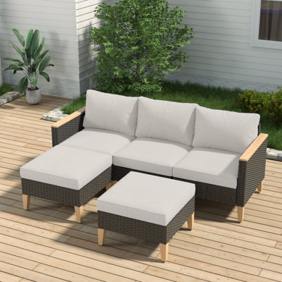 Campeaux 92.71'' Wide Outdoor Reversible Patio Sectional with Cushions -  Ebern Designs, AD85277F95A7486CAEAB677B5531756A