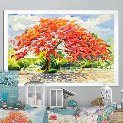 «Colorfull Blooming Orange Tree II», reproduction sur toile flottante