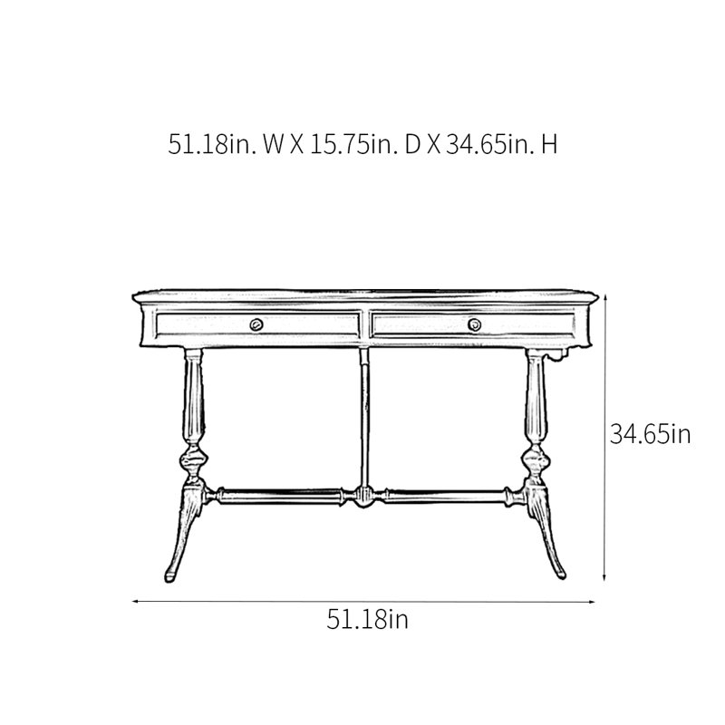 Console de style campagne rétro, H 34,65 po x l 51,18 po x P 15,75 po