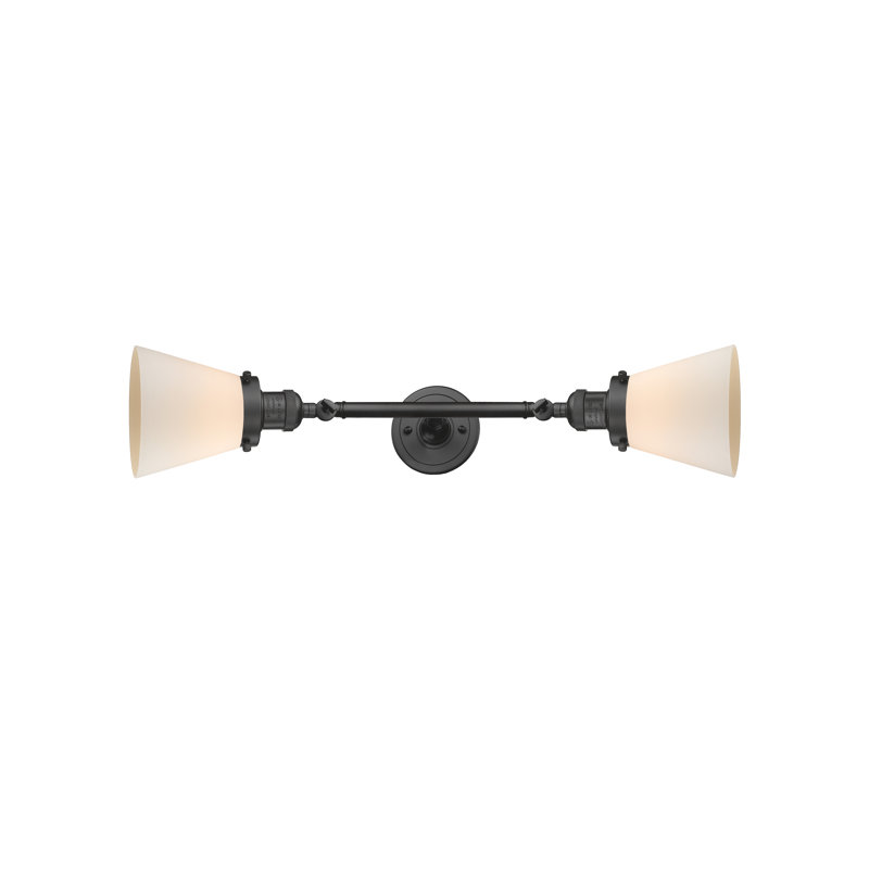 Cone 2 Light Tiltable Bath Vanity Light, Matte White Cased, 6 Watt Vinage LED Bulb, Oil Rubbed Bronze