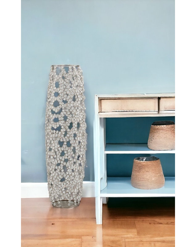 Vase de plancher Babylone Rama, H 31,5 po x l 9 po x P 9 po, Cristal