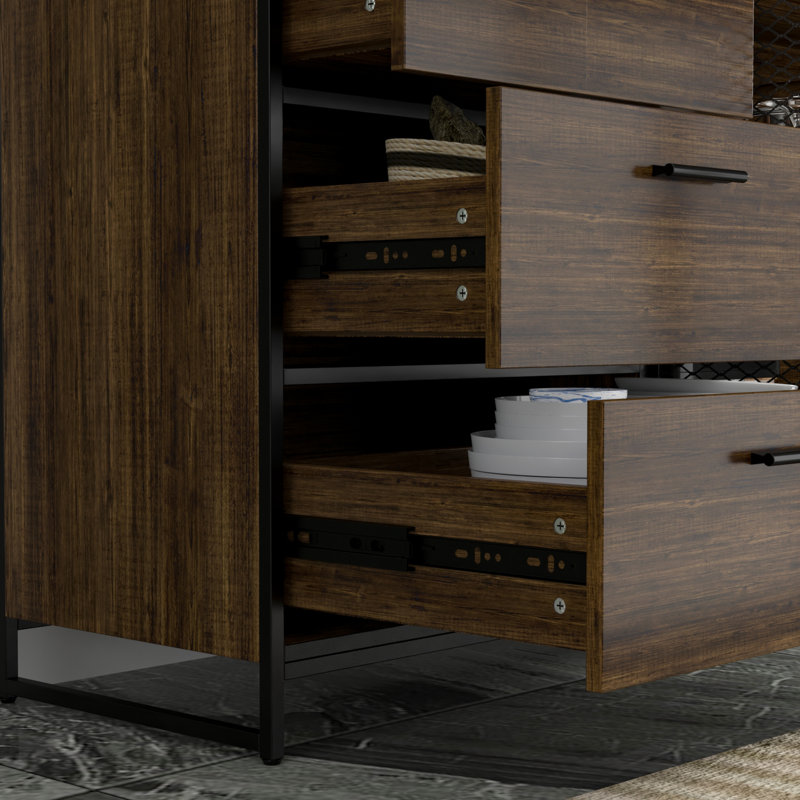 Najibah 68.5'' Kitchen Pantry, Black/Walnut
