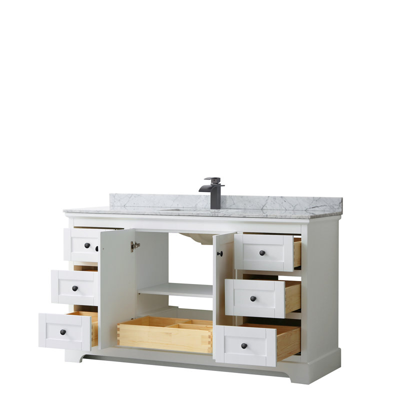Avery 60" White Marble Single Bathroom Vanity