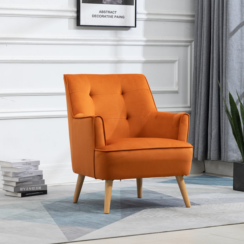Khanna Upholstered Satin Armchair, Burnt Orange