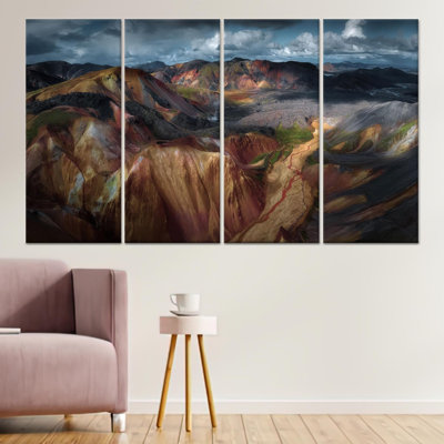 Toile imprimée: Islande, art mural montagne, paysage moderne, toile tendue 4P