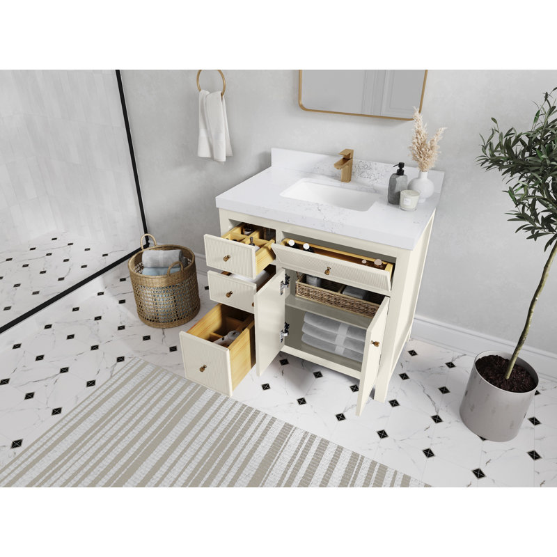 Sonoma 36" Alabaster Freestanding Bathroom Vanity with Quartz Top