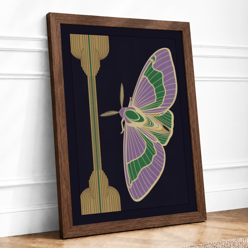 Emerald Wings Botanical - Framed Print, A3 - 42.0 x 29.7 cm, Walnut