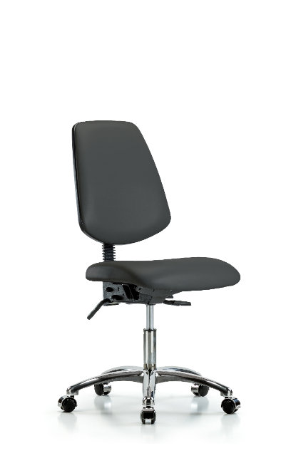 Chaise de travail en vinyle Rebecca, Gris anthracite, Patins, Inclus