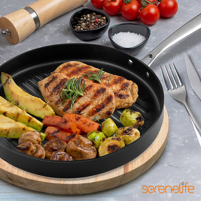 NutriChef Hard-Anodized Nonstick Grill Pan with Riveted Handle