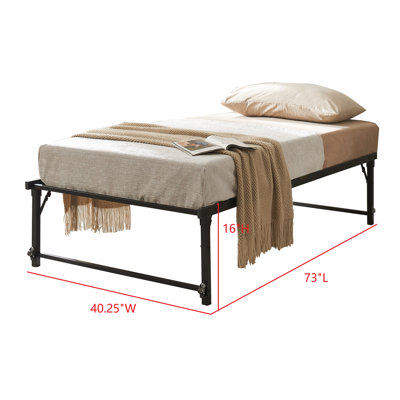 Lit de jour simple en métal avec lit gigogne escamotable, structure de lit d'invité à lattes en acier robuste, peu encombrante, chambre et salon