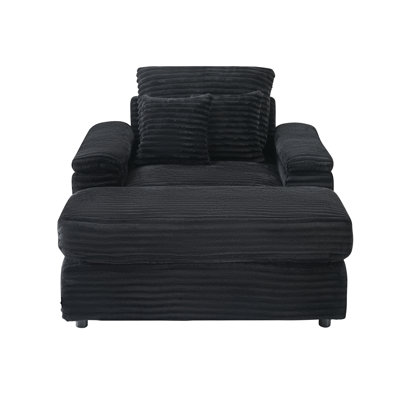 44" Corduroy Single Seater Upholstered Sofa + Ottoman by Ebern Designs