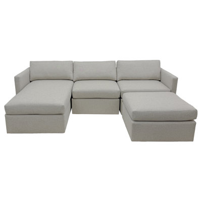 All Modern Right Facing Sectional With Ottoman--Truffle