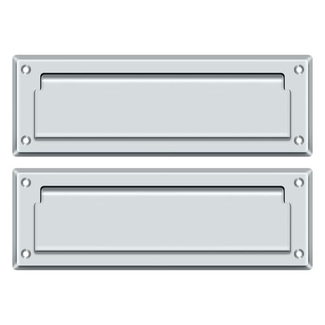 Fente pour courrier 8-7 / 8 "avec plaque arrière en chrome poli, Chrome poli