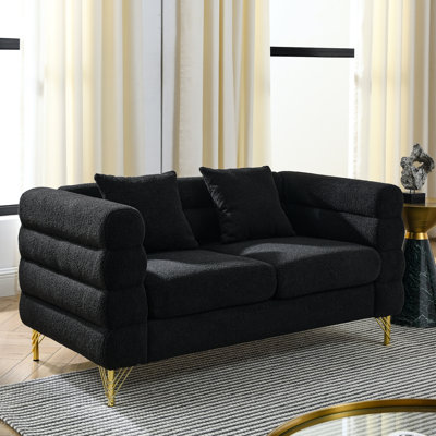 Ensemble noir 3 +, apparence moderne avec pieds métalliques, livraison rapide à l'entrepôt, capacité de siège de 250 lb, 6 coussins de 3 po, conception, livraison chez nous, rembourrage en mousse, pieds en métal, coussins,