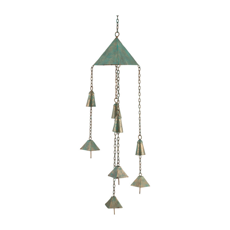 27 Metal Wind Chimes - Contemporary Rustic Green Outdoor Wind Chime Bells - Peaceful Home or Deck Decor - Beautiful Gift Idea Arlmont & Co.