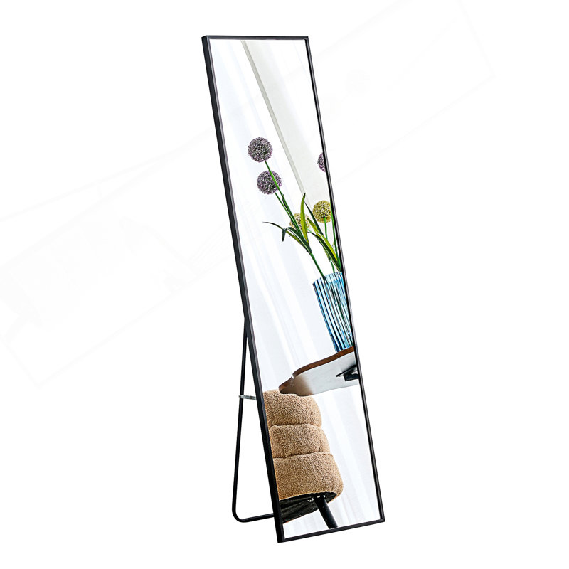 Miroir complet de corps en alliage d'aluminium fixé au mur, miroir de maquillage de salle de bain