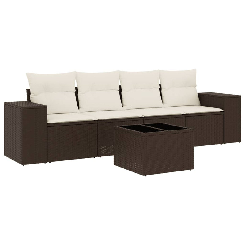 Grand canapé modulaire en rotin PE Vidaxl, Brun