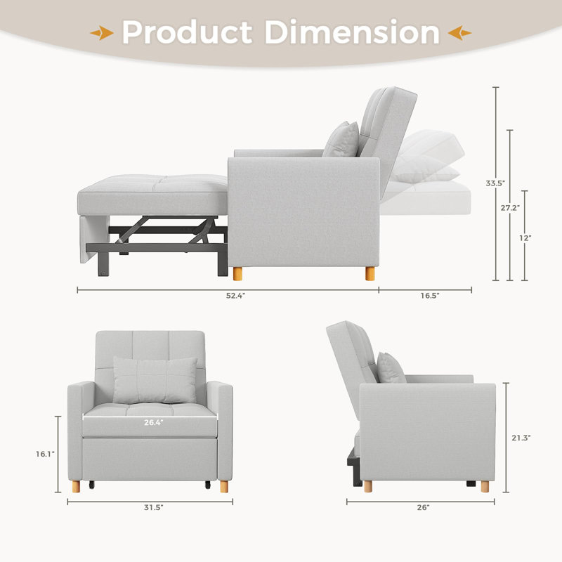 Upholstered Accent Chair, Light Gray Linen