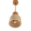 Elegant Adjustable Chandelier, Wooden Body with Travertine Cap, 12 x 7.5 inches | Height Adjustable from 9.4 to 60.6 inches | 1 x E27 Socket (Max 40W, Bulb Not Included) | Beige & Oak Finish, Perfect for Living Room & Dining Areas-365431406-365431190