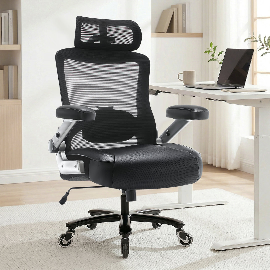 Monforto High Back Heavy Duty Big And Tall Mesh Office Chair With Dynamic Lumbar ,3D Flip Up Armrest Inbox Zero Upholstery 