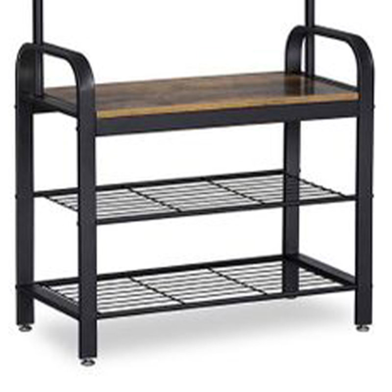 Daijon Hall Tree 28'' Wide with Shoe Storage, Rustic Brown