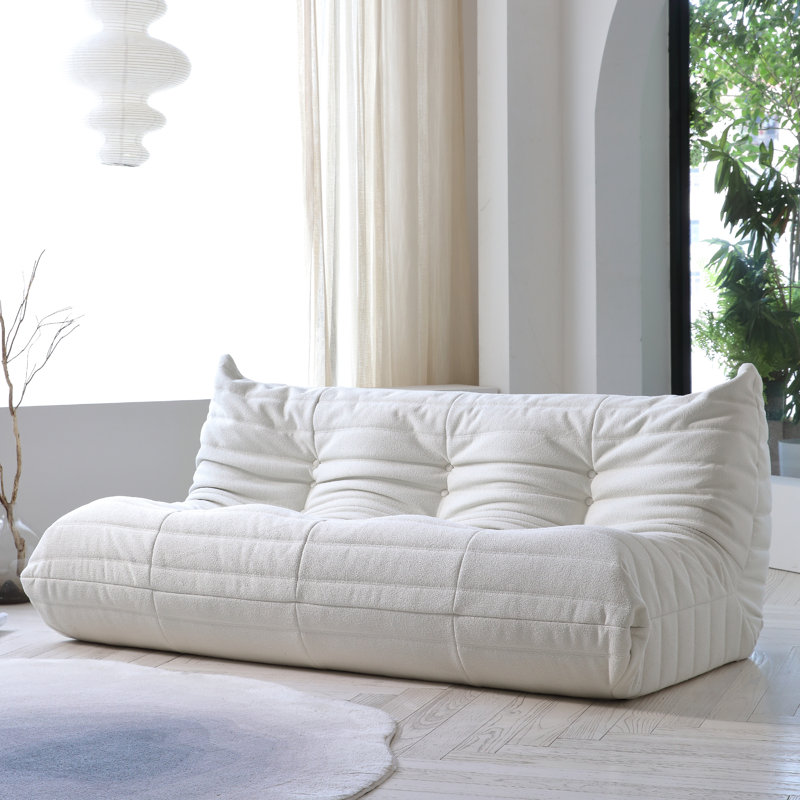 Chaise longue en velours, Blanc / Blanc