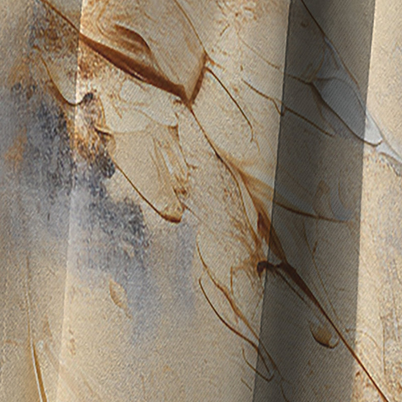 Rideau occultant à formes abstraites beige et doré Glacier Stone Simplicity III - 1 panneaux, L 52 po x L 63 po