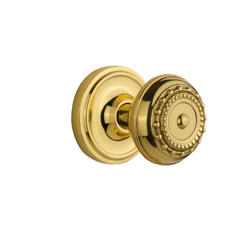 Classic Rosette with Meadows Door Knob, Unlacquered Brass, 2-3/8"