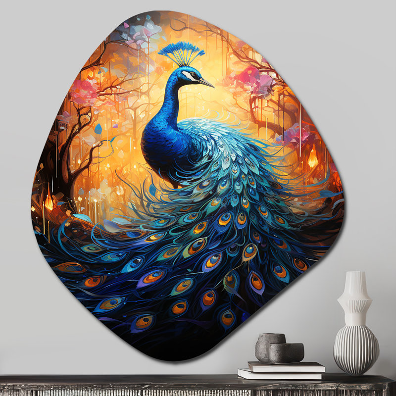Bleu paon lumineux - décoration murale irrégulière en forme de nébuleuse paon, H 28 po x l 25 po