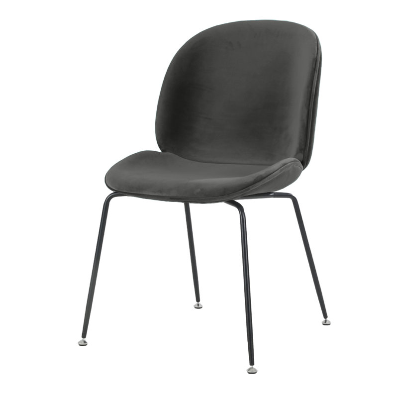 Anitra 45cm H Velvet Upholstered Metal Upholstered Back Side Chair, Dark Grey