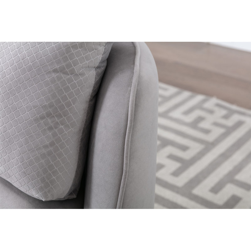 Fauteuil demi-tonneau pivotant en velours l 32,3 po Johnthon, Velours gris velours