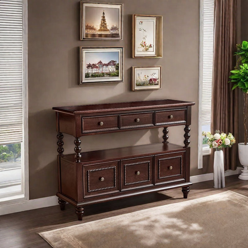 Console rétro de luxe multifonctionnelle, H 35,04 po x l 47,24 po x P 15,75 po, Marron foncé