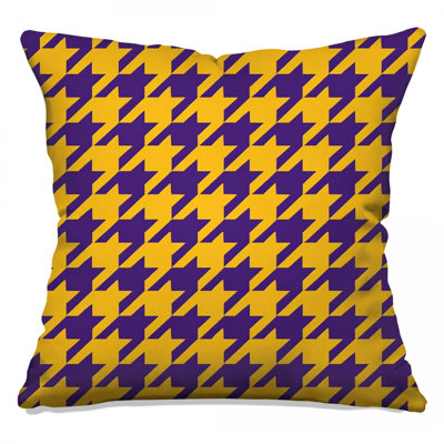 Purple Yellow Houndstooth Double Sided Throw Pillows