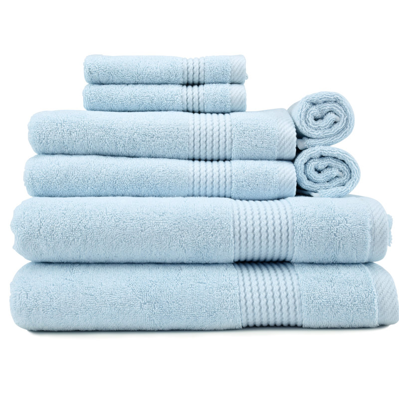 Adlena 8 Piece Turkish Cotton Towel Set, Ice Blue