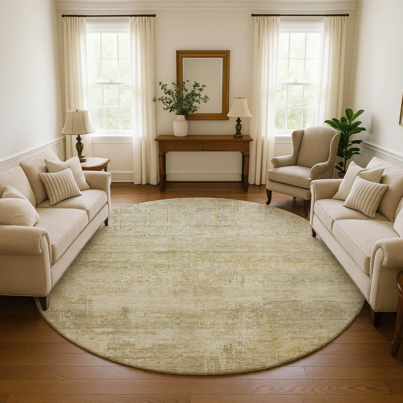 Premium Machine Washable Baford AMF1650 Abstract Rug, Round 8'