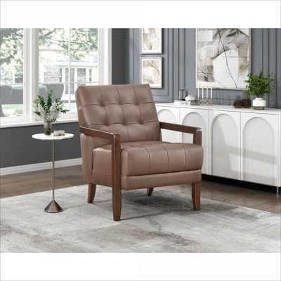Fauteuil d'appoint en cuir rembourré de cuir et de salon