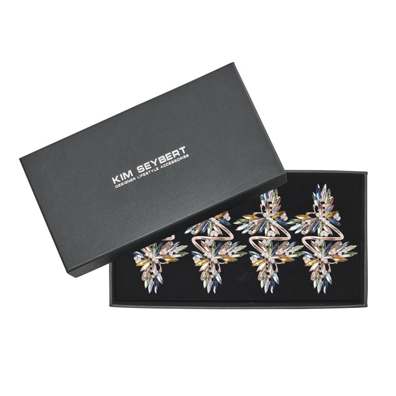 Butterflies Napkin Ring in a Gift Box, Pink/Blue/Gold