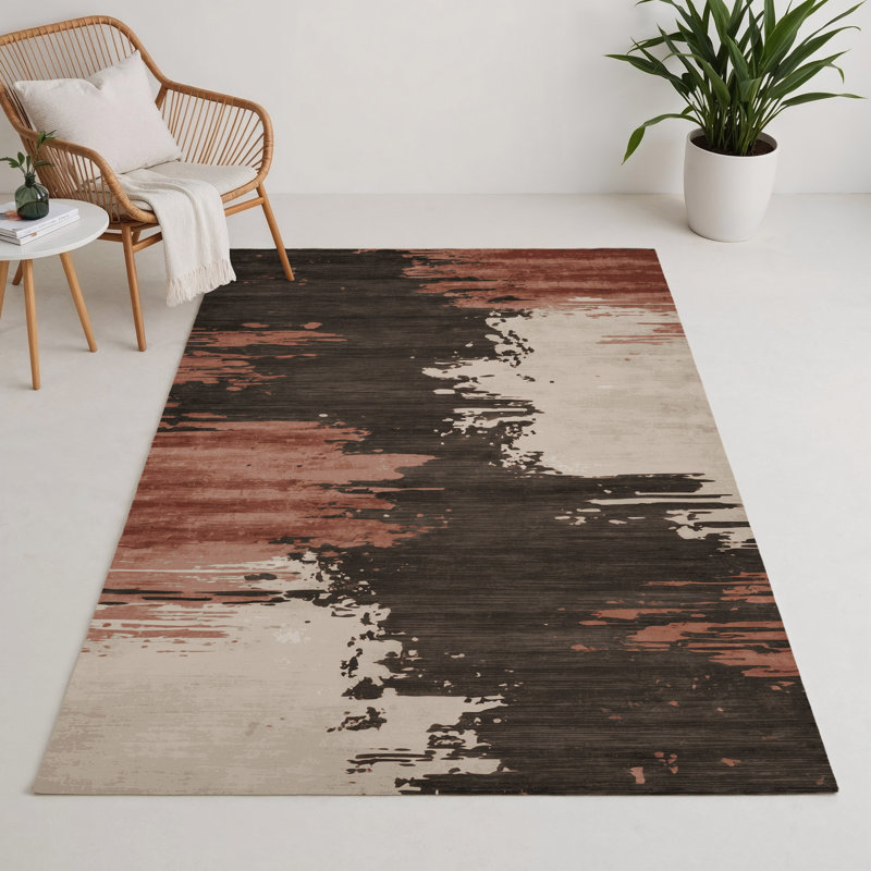 Watercolor Brown Indoor and Outdoor Area Rug, Rectangle 9' x 12'